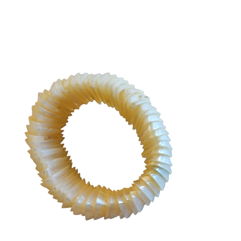 Layered Mother of Peal Elastic Bangle Bracelet - Picture 4 of 5